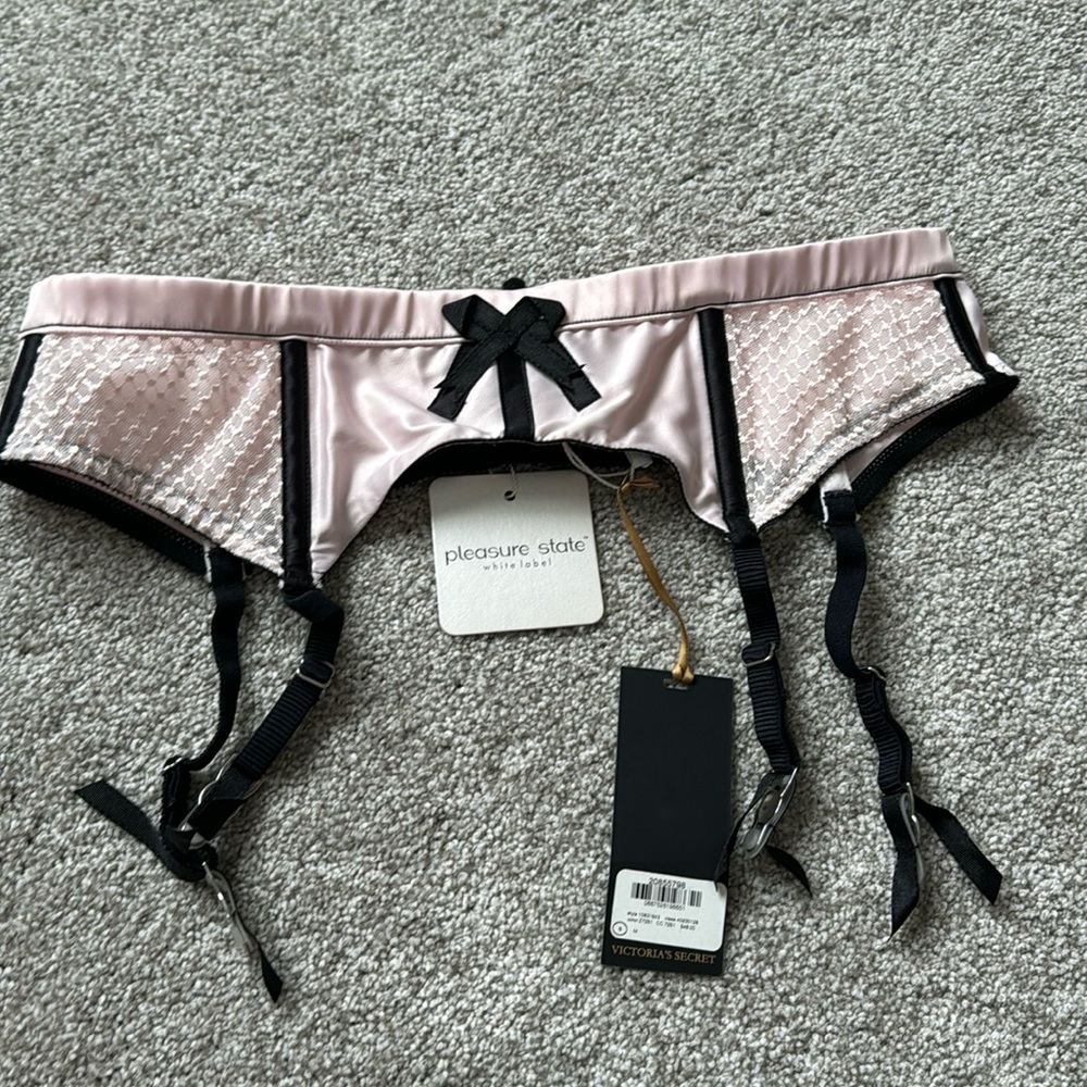 Pleasure State Garter Belt pink and black Size Small